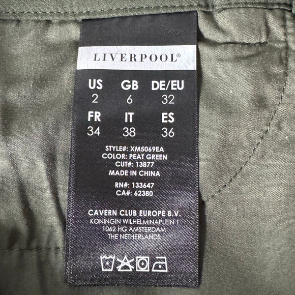 Liverpool Pant Women 2/26 Peat Green Trouser Flat Front Boot Cut Style #XM5069EA - Picture 6 of 7